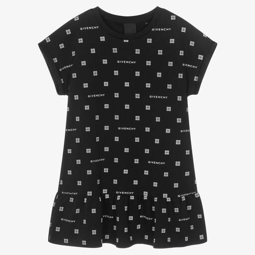 Givenchy-Черное платье с принтом-логотипом 4G | Childrensalon Outlet