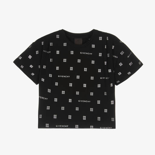 Givenchy-Teen Girls Black Cropped 4G T-Shirt | Childrensalon Outlet