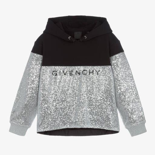 Givenchy-Teen Girls Black & Silver Sequin Logo Hoodie | Childrensalon Outlet