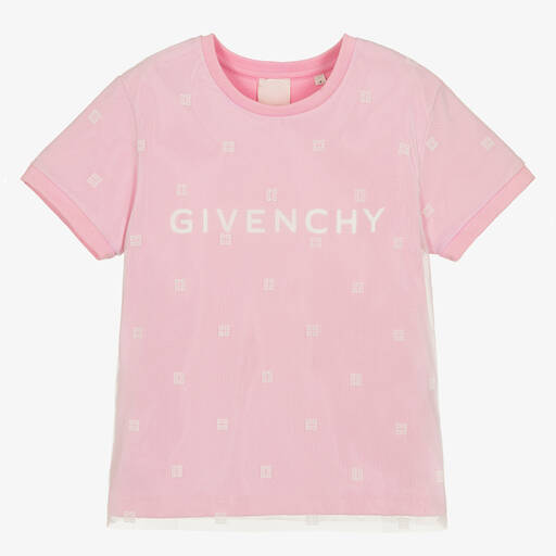 Givenchy-Teen Girls Pink Cotton & 4G Mesh T-Shirt | Childrensalon Outlet
