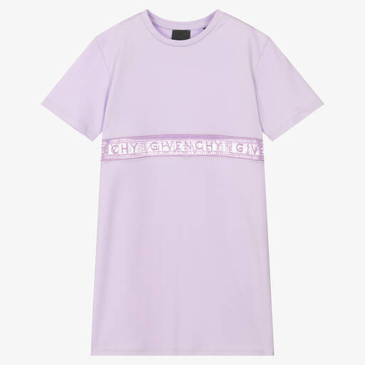 Givenchy-Teen Girls Purple 4G Logo Lace Dress | Childrensalon Outlet