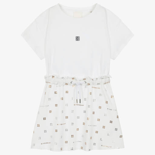 Givenchy-Teen Girls White 4G Print Dress | Childrensalon Outlet