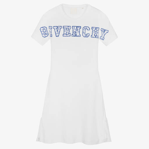 Givenchy-Teen Girls White & Blue Zebra Logo Dress | Childrensalon Outlet