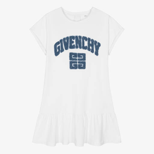 Givenchy-فستان قطن جيرسي لون أبيض للمراهقات | Childrensalon Outlet