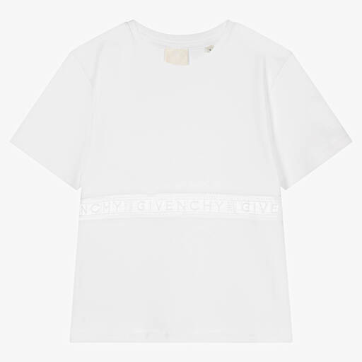 Givenchy-تيشيرت تينز بناتي قطن لون أبيض | Childrensalon Outlet