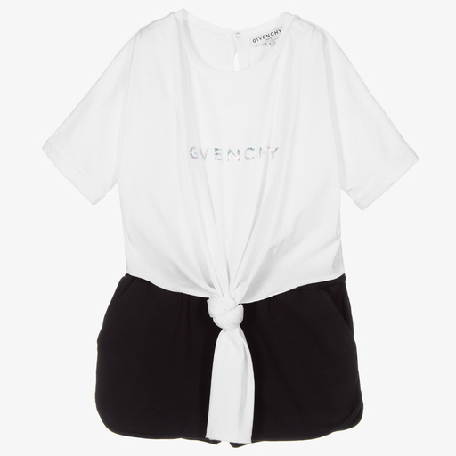 Givenchy-Черно-белый комбинезон для девочек-подростков | Childrensalon Outlet