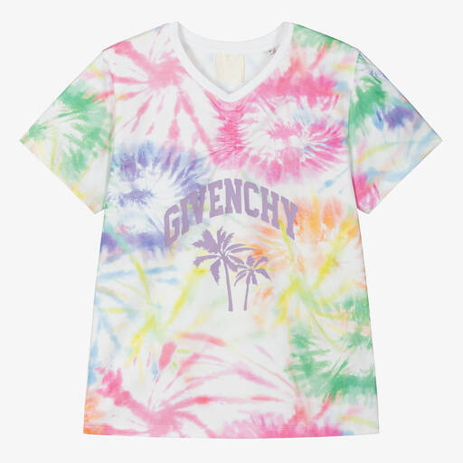 Givenchy-Teen Girls White Tie-Dye T-Shirt | Childrensalon Outlet