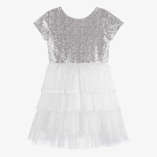 Givenchy-فستان تينز بناتي تول مزين بترتر لون أبيض | Childrensalon Outlet