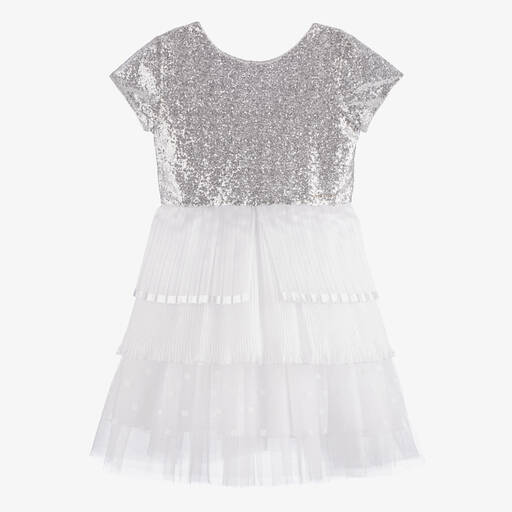 Givenchy-فستان تينز بناتي تول مزين بترتر لون أبيض | Childrensalon Outlet