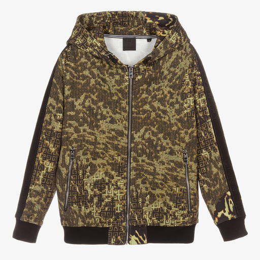 Givenchy-Sweat à capuche vert camouflage 4G Ado | Childrensalon Outlet