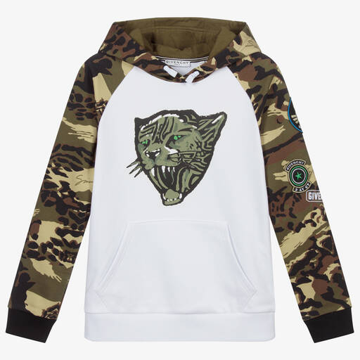 Givenchy-Teen Green & White Logo Hoodie | Childrensalon Outlet