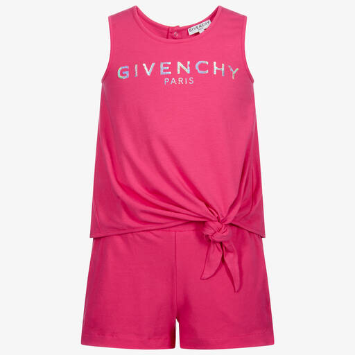 Givenchy-Teen Pink Logo Playsuit | Childrensalon Outlet