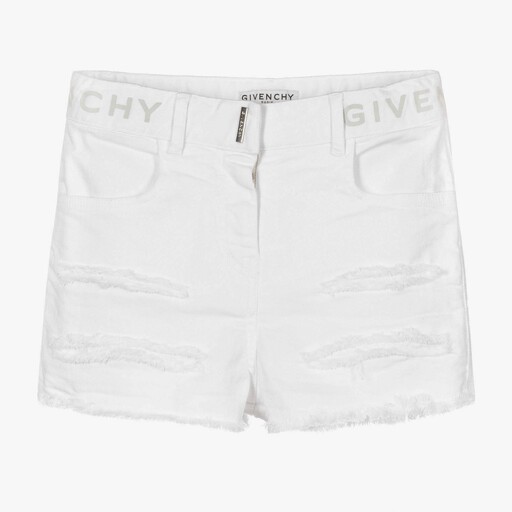 Givenchy-Teen White Cotton Logo Shorts | Childrensalon Outlet