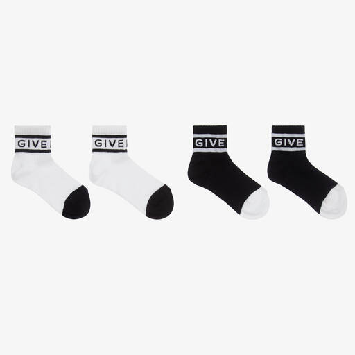 Givenchy-White & Black Socks (2 Pack) | Childrensalon Outlet