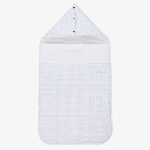 Givenchy-White & Blue Cotton Logo Nest (80cm) | Childrensalon Outlet