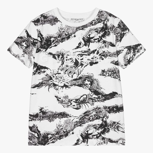 Givenchy-White Gothic Cotton T-Shirt | Childrensalon Outlet