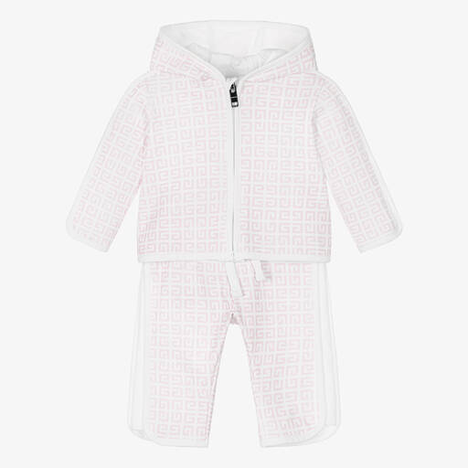 Givenchy-White & Pink 4G Logo Baby Tracksuit | Childrensalon Outlet