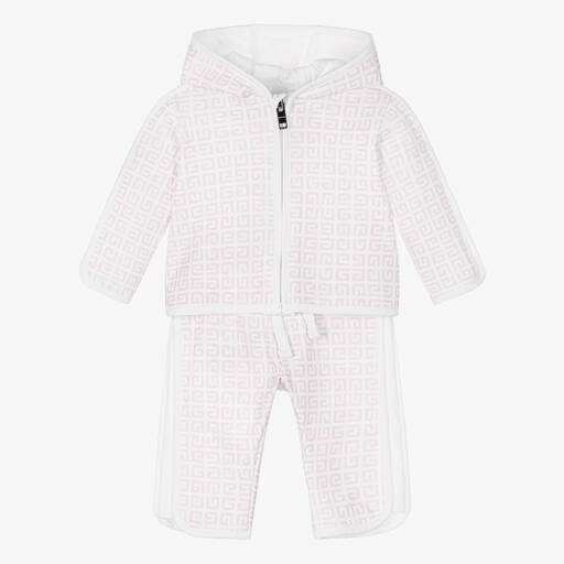 Givenchy-White & Pink 4G Logo Baby Tracksuit | Childrensalon Outlet