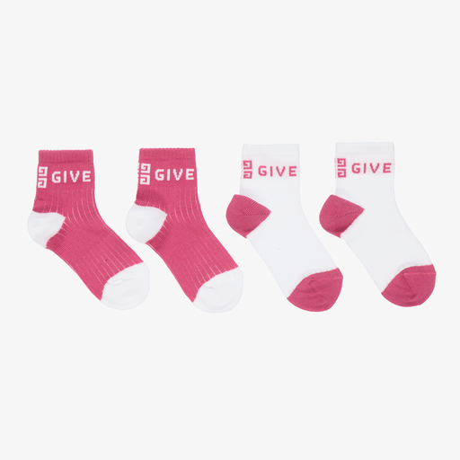 Givenchy-Chaussettes blanches/roses (x 2) | Childrensalon Outlet