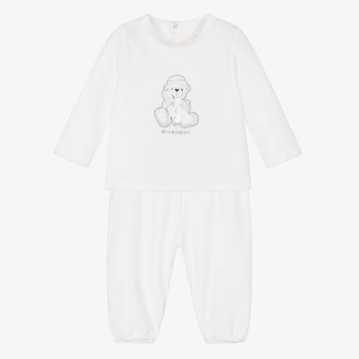 Givenchy-White Velour Baby Tracksuit | Childrensalon Outlet