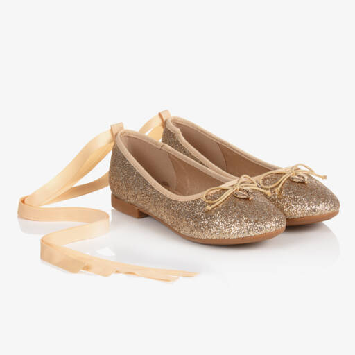 Angel's Face-Gold Glitter Ballerina Shoes | Childrensalon Outlet