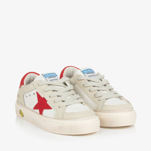 Golden Goose-Кожаные красно-белые кроссовки для мальчиков | Childrensalon Outlet