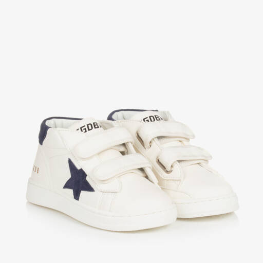 Golden Goose-حذاء رياضي جلدي أبيض بنجمة | Childrensalon Outlet