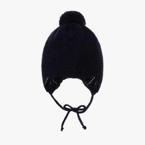 Gorros Navarro-قبعة بوم-بوم أكريليك محبوك لون كحلي للمولودات  | Childrensalon Outlet