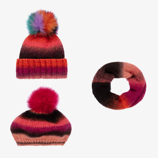 Gorros Navarro-طقم قبعة وقبعة بيريه وسنود مزيج صوف محبوك | Childrensalon Outlet