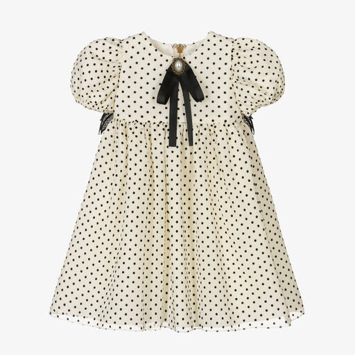 Graci-Baby Girls Ivory Dot Dress | Childrensalon Outlet