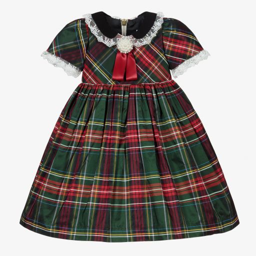 Graci-فستان تافتا لون أحمر وأخضر | Childrensalon Outlet