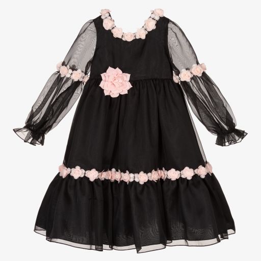 Graci-Черное шифоновое платье для девочек  | Childrensalon Outlet