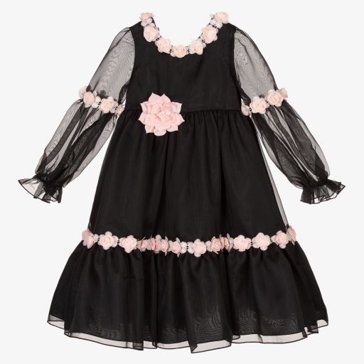 Graci-Schwarzes Chiffonkleid für Mädchen  | Childrensalon Outlet