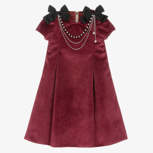 Graci-فستان قطيفة لون أحمر برغندي | Childrensalon Outlet