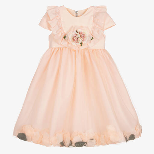 Graci-Girls Coral Pink Petal Hem Dress | Childrensalon Outlet