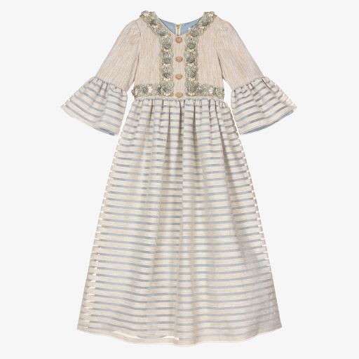 Graci-Золотисто-голубое платье с люрексом для девочек | Childrensalon Outlet