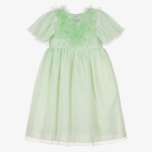 Graci-Girls Green Organza Dress | Childrensalon Outlet