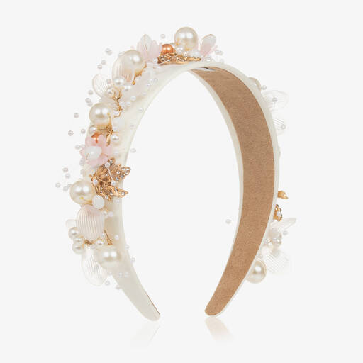 Graci-Girls Ivory Beaded Hairband | Childrensalon Outlet