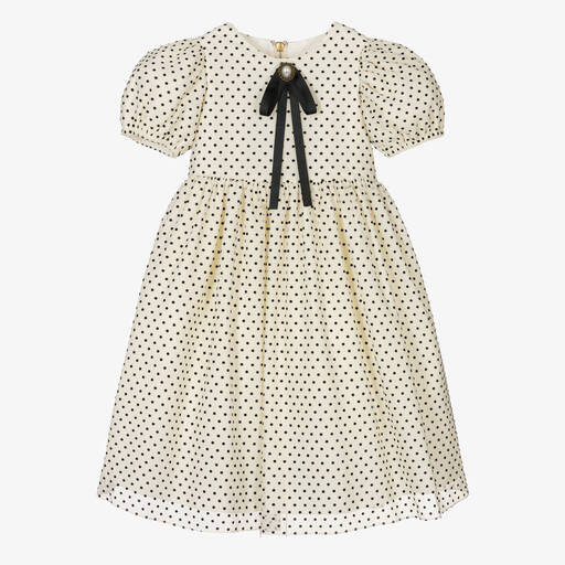 Graci-Girls Ivory Polka Dot Dress | Childrensalon Outlet