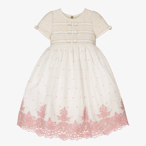 Graci-Girls Ivory Tweed & Tulle Dress | Childrensalon Outlet