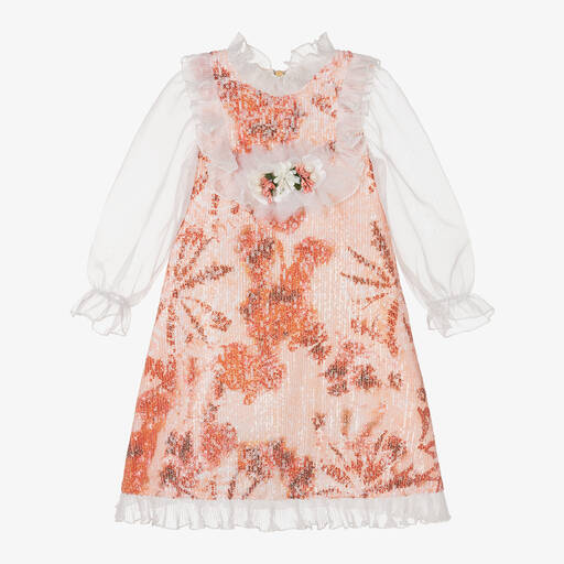 Graci-Girls Orange Sequin & Organza Dress  | Childrensalon Outlet