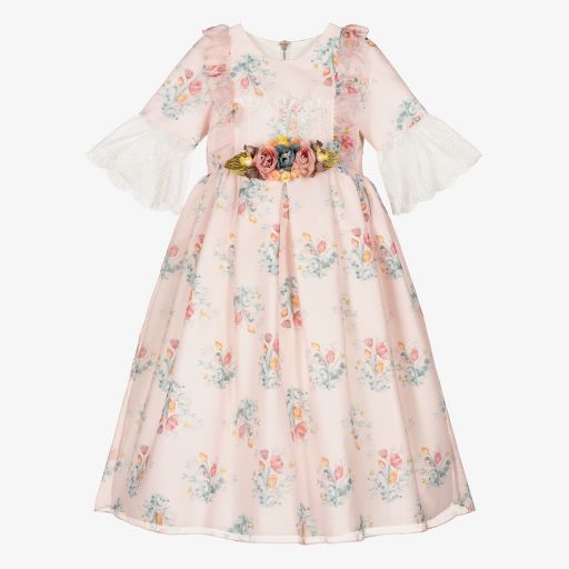 Graci-Girls Pink Floral Cotton Dress | Childrensalon Outlet