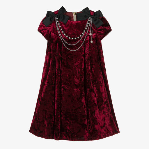 Graci-Girls Red Velvet Chain Dress | Childrensalon Outlet