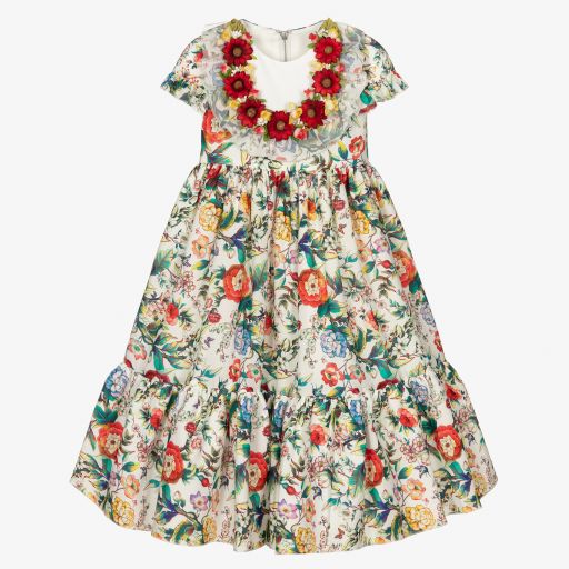 Graci-Girls White Floral Dress  | Childrensalon Outlet