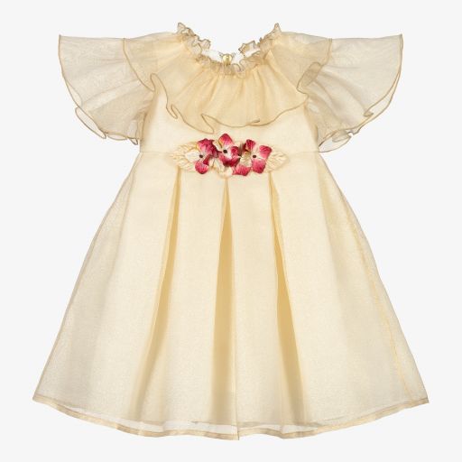 Graci-Gold Glittery Tulle Dress  | Childrensalon Outlet
