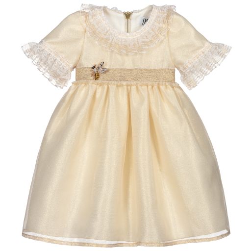 Graci-Gold Lace Trim Dress  | Childrensalon Outlet