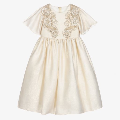 Graci-Золотистое переливающееся атласное платье | Childrensalon Outlet