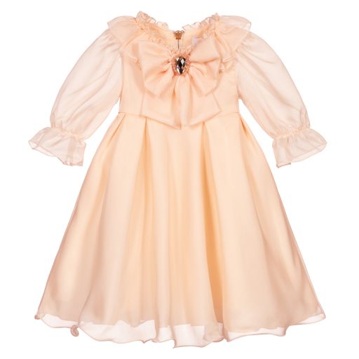 Graci-Pale Pink Chiffon Bow Dress  | Childrensalon Outlet