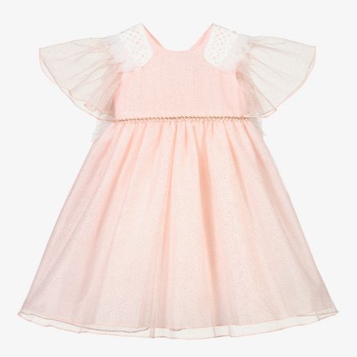 Graci-فستان بجوانح تول لون زهري | Childrensalon Outlet
