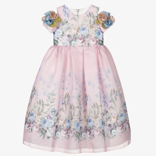 Graci-Розовое хлопковое платье с цветами  | Childrensalon Outlet